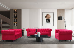 Canapé 3 places en velours rouge