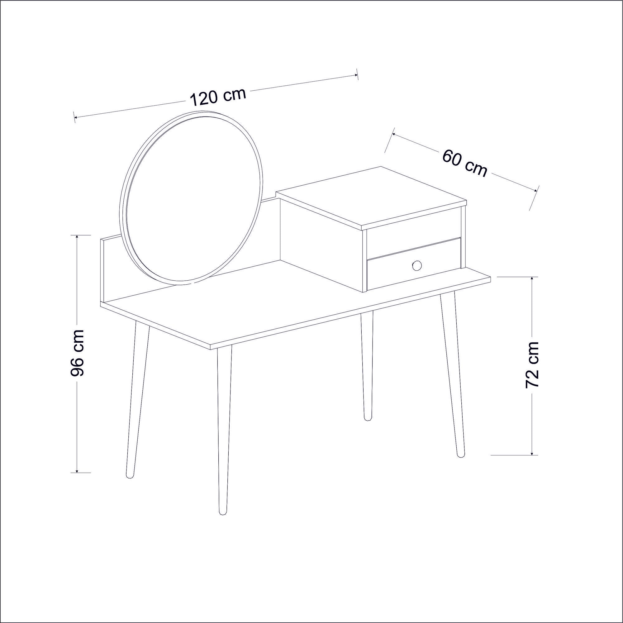 Coiffeuse 1 tiroir et 1 porte avec miroir Massaro Bois et Anthracite