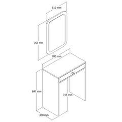 Coiffeuse design avec miroir Esadia L70cm Bois foncé