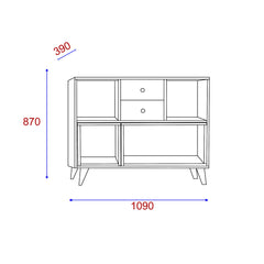 Commode 2 tiroirs Giala 109x87cm Bois Multicolore