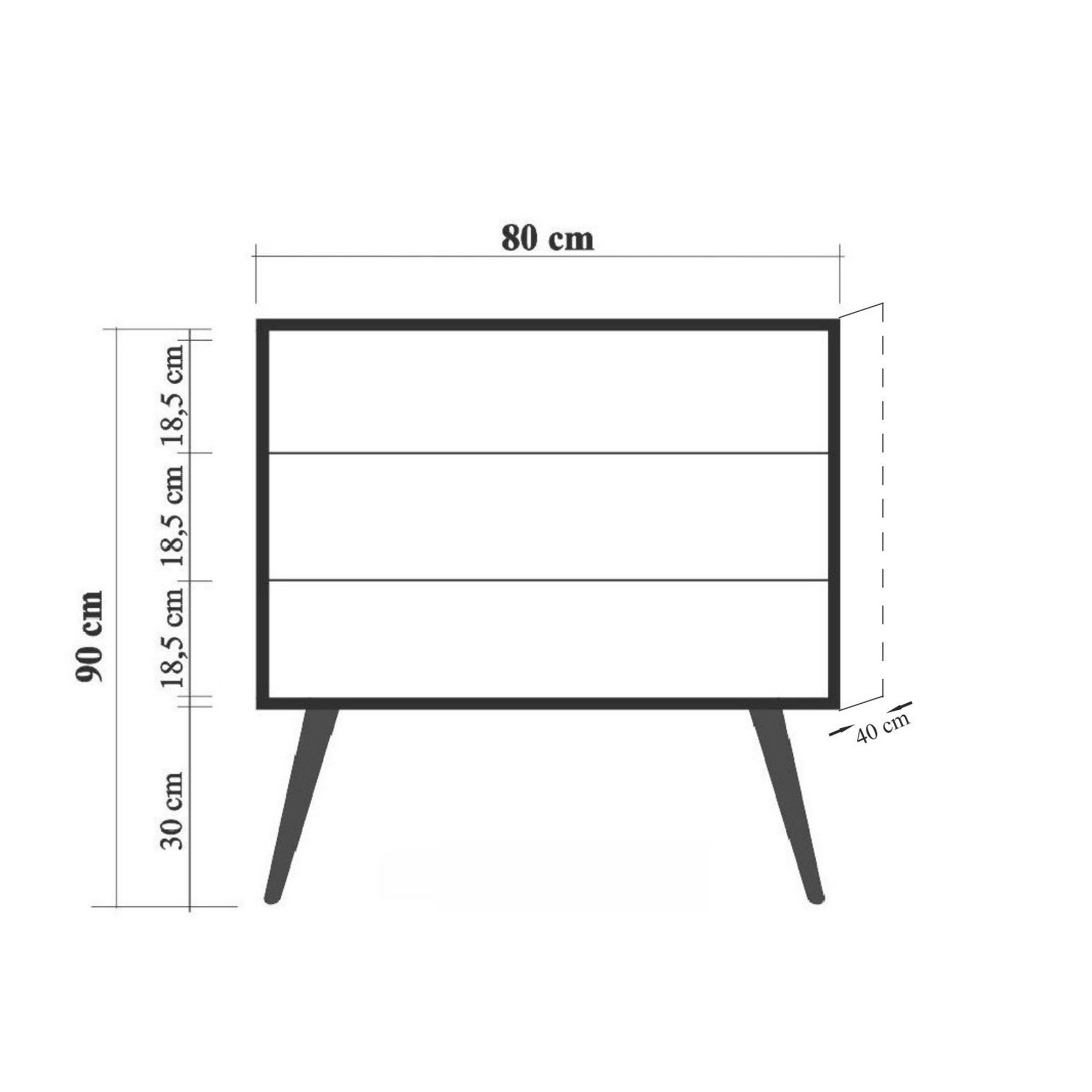 Commode 3 tiroirs Sleek Bois Motif Géométrique nuance de Marron