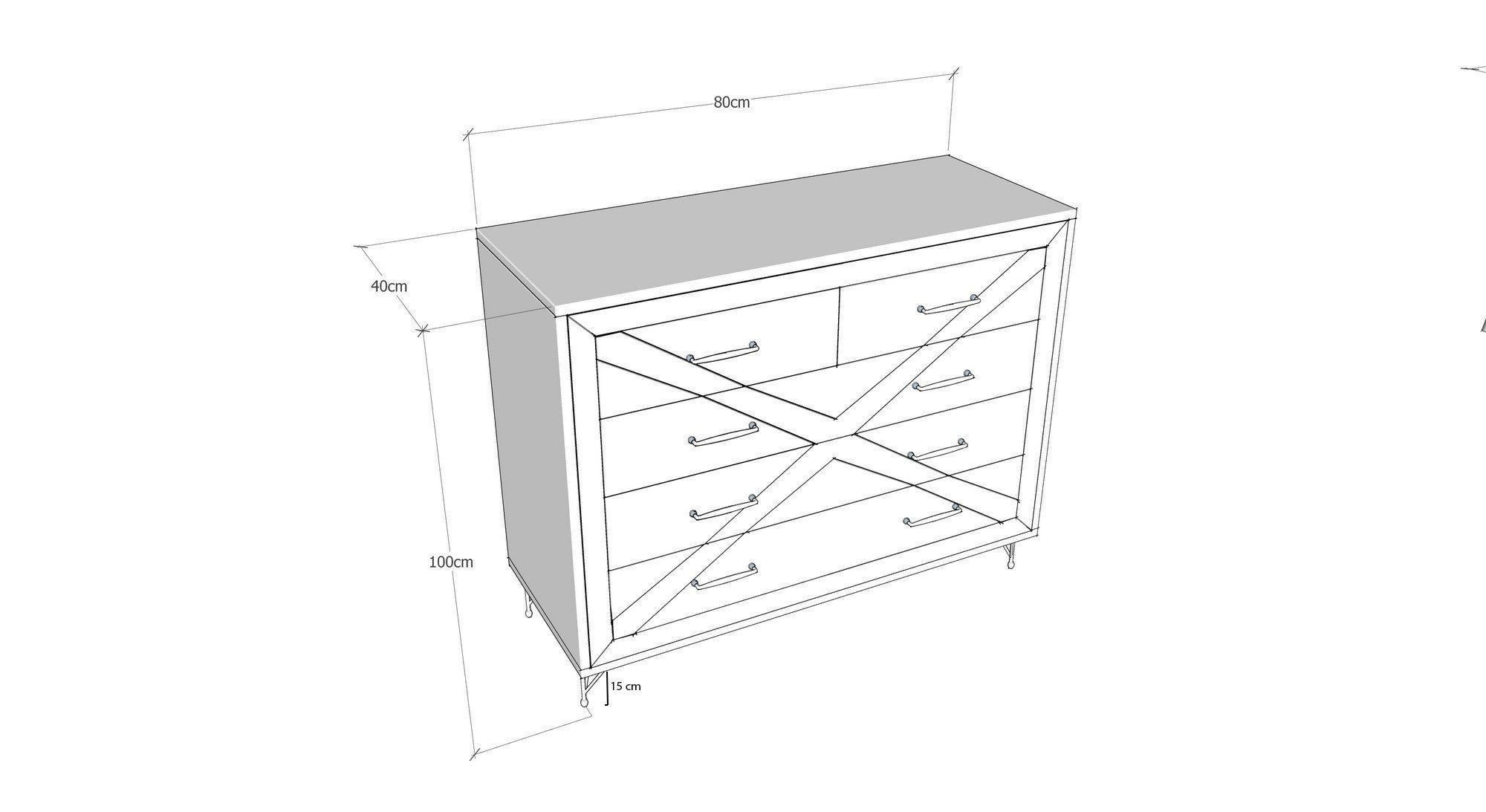 Commode 4 tiroirs Kelmar H100cm Bois Naturel et Anthracite et Métal Noir