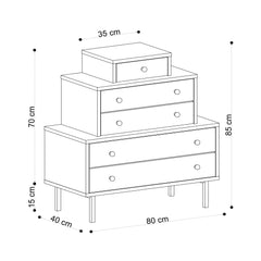 Commode 5 tiroirs Castel H85cm Chêne clair