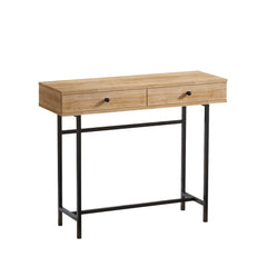 Console 2 tiroirs Solace 100cm Métal Noir et Bois Chêne