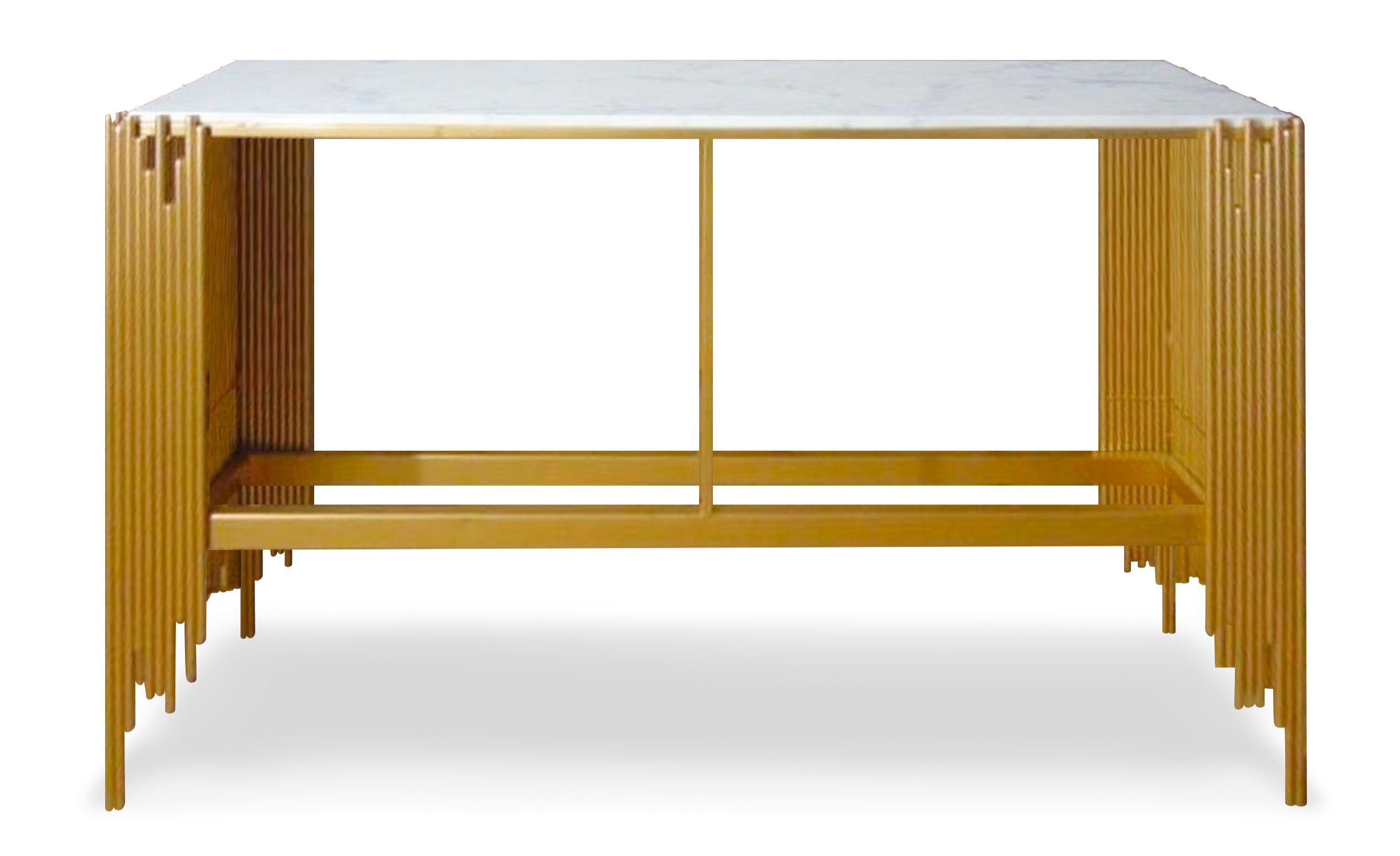 Console design Falbala Marbre Blanc et Métal Or
