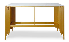 Console design Falbala Marbre Blanc et Métal Or
