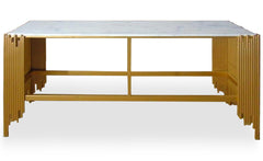 Console design Falbala Marbre Blanc et Métal Or