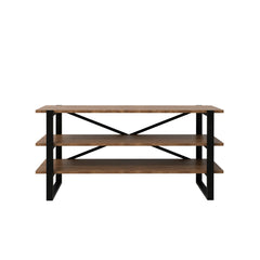 Console style industriel Wolyn L120xH33,4cm Bois Naturel et Métal Noir