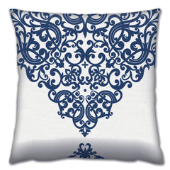 Coussin Decorare imprimé Baroque 43 x 43 cm Coton Polyester Bleu sur Blanc