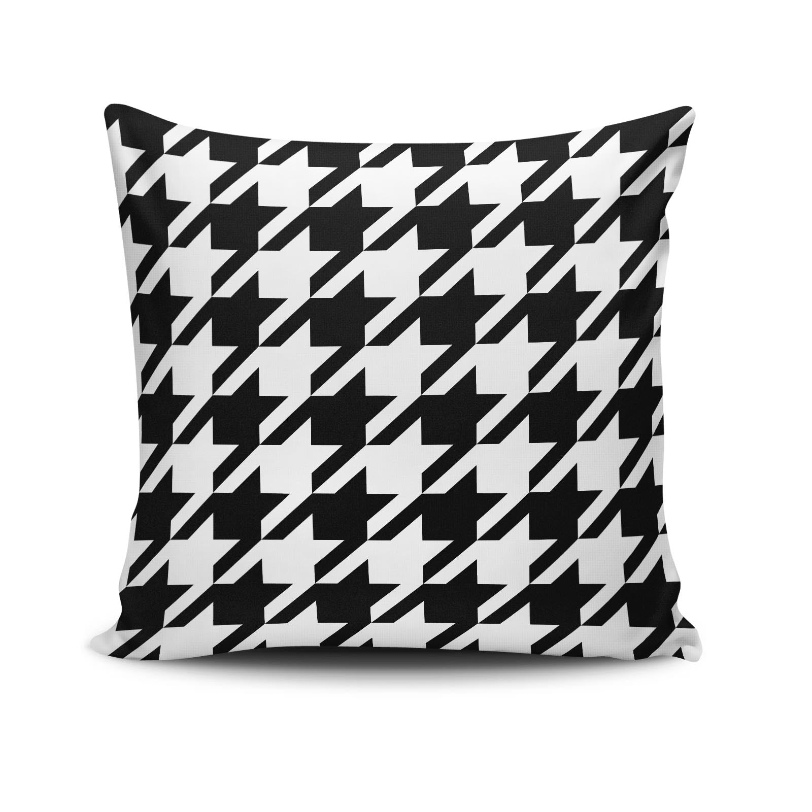 Coussin Kemp 43x43cm Tissu Motif Pied de poule Noir et Blanc