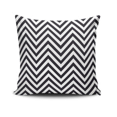 Coussin Twain 43x43cm Tissu Motif Zigzag Noir et Blanc