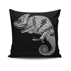 Coussin Yoder 43x43cm Tissu Motif Caméléon Noir et Blanc