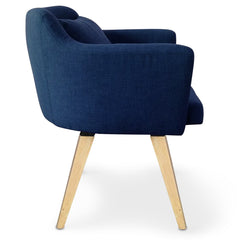 Fauteuil scandinave en tissu bleu