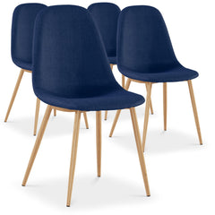 Lot de 4 chaises en tissu bleu style scandinave