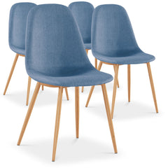 Lot de 4 chaises scandinaves Gao Tissu Bleu