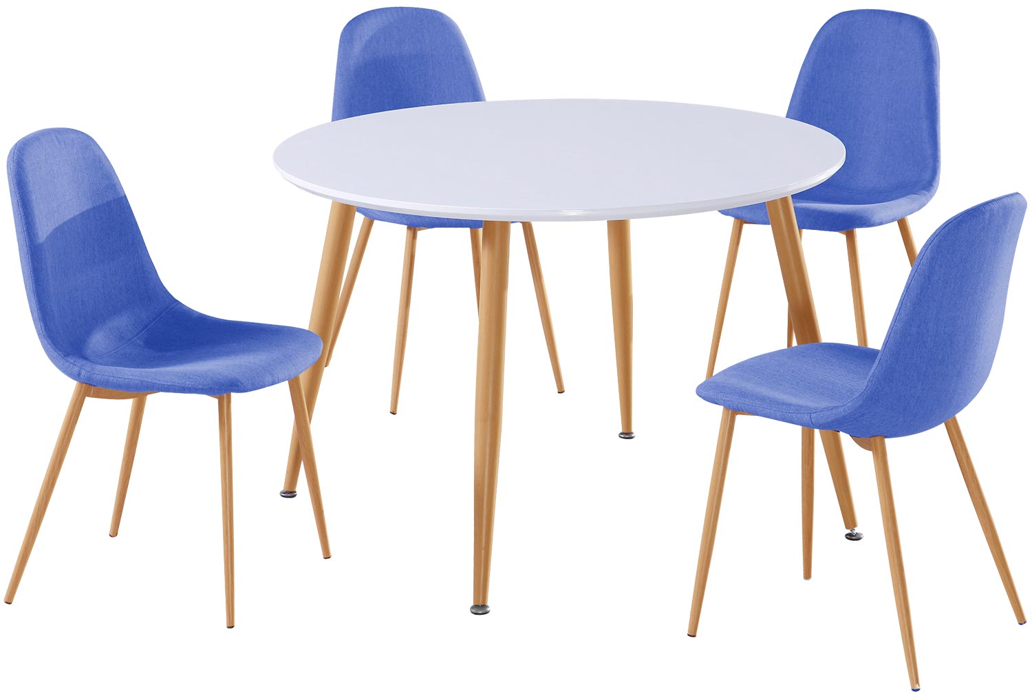 Lot de 4 chaises scandinaves Gao Tissu Bleu