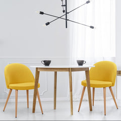 Lot de 2 chaises scandinaves en tissu jaune