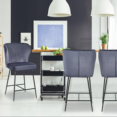 Chaise de bar Elsa Velours Gris
