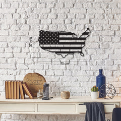 Décoration murale Contry mappe-drapeau USA 37x70cm Métal Noir