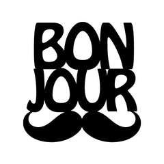 Décoration murale Maddox L49xH49cm « BONJOUR & MOUSTACHE » Métal Noir