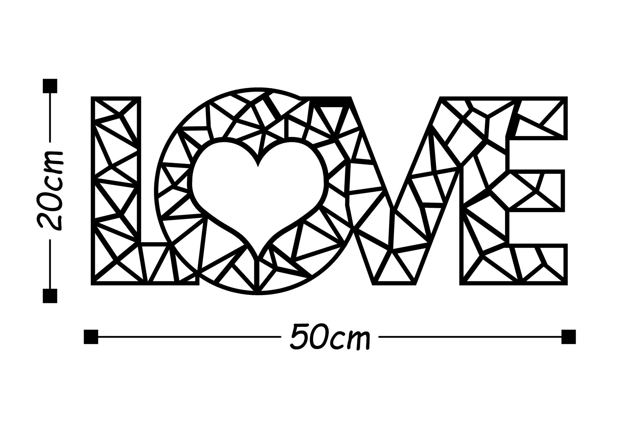 Décoration murale Maddox L50xH20cm « LOVE » géométrique Métal Or