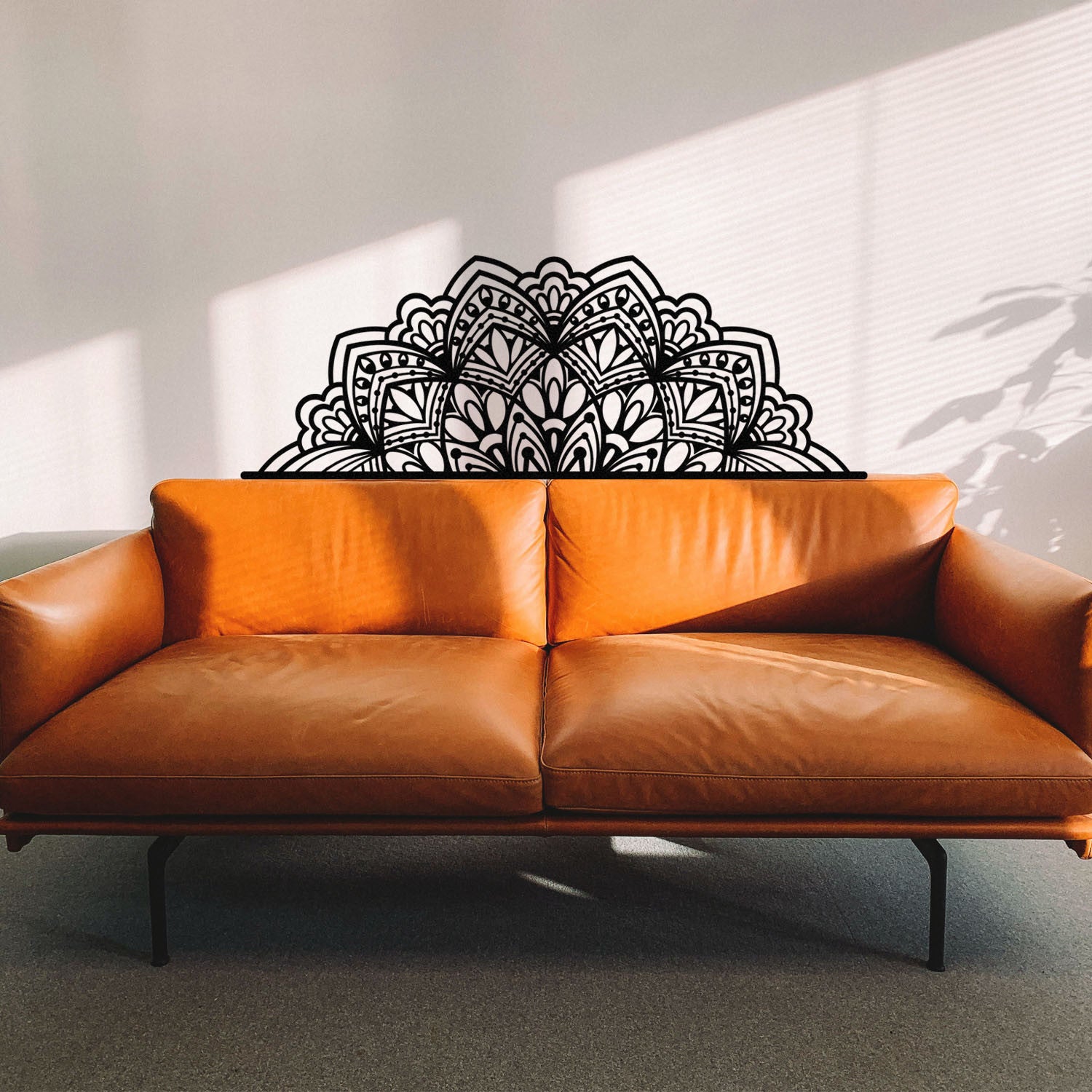 Décoration murale Simke L160xH57cm demi mandala floral Métal Noir