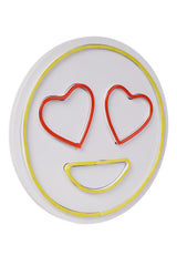 Décoration murale Visage à yeux en cœurs Emo D27cm LED Rouge et Jaune