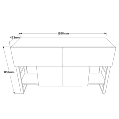 Ensemble buffet style industrielle Ournisse et miroir Wushi Métal Noir et Bois Naturel