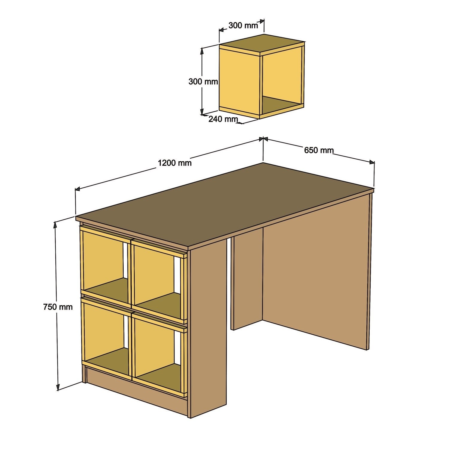 Ensemble bureau et 5 niches Officila Bois et Bleu