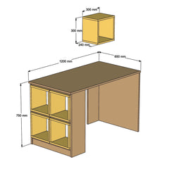 Ensemble bureau et 5 niches Officila Bois et Bleu