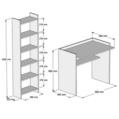 Ensemble bureau et bibliothèque Bourdic Blanc