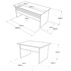 Ensemble Bureau et table basse Harvey Bois Nature et Gris