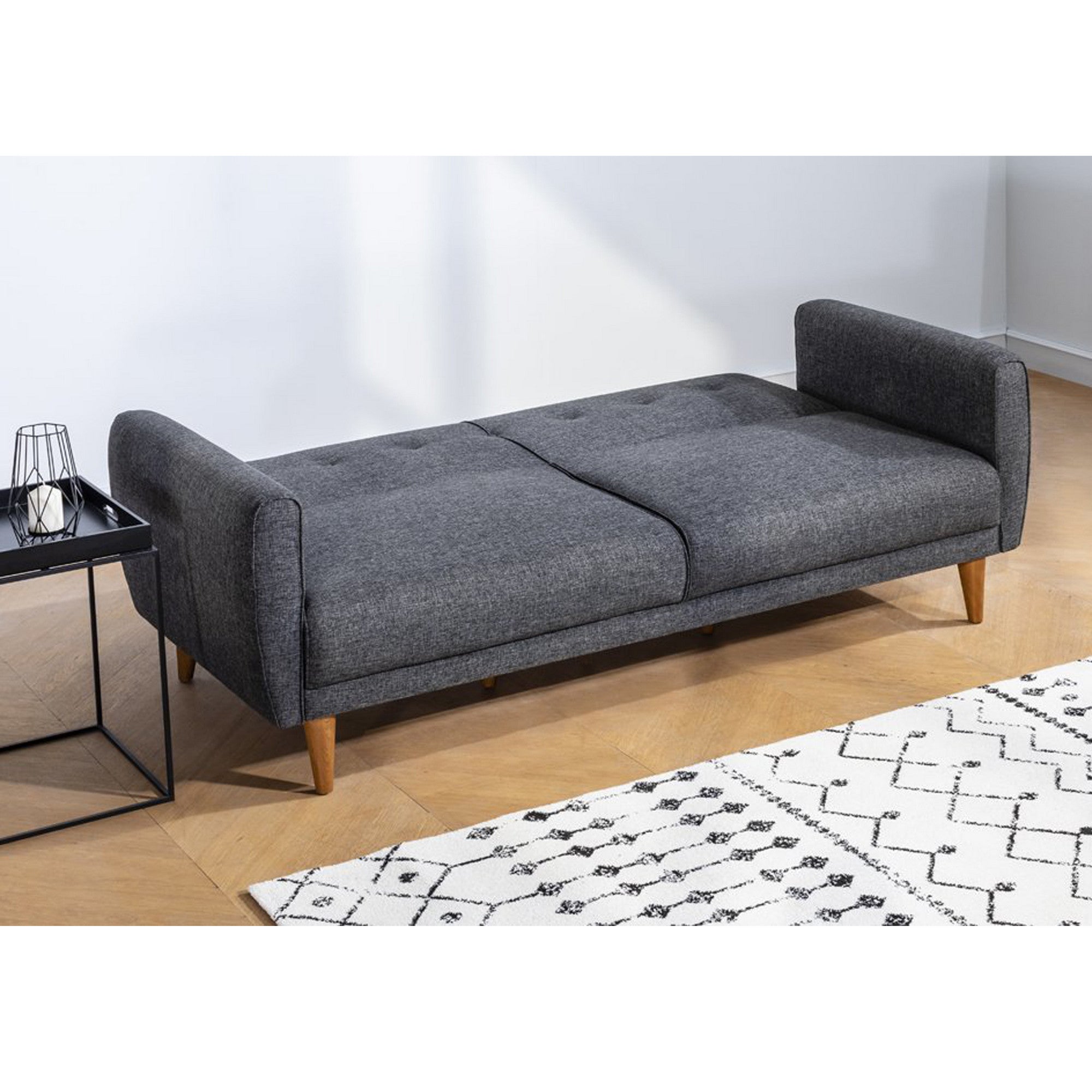 Ensemble canapé 3 places convertible, Fauteuil Uzume Tissu Anthracite