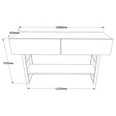 Ensemble console 2 portes et miroir Elirise Métal Noir et Bois clair