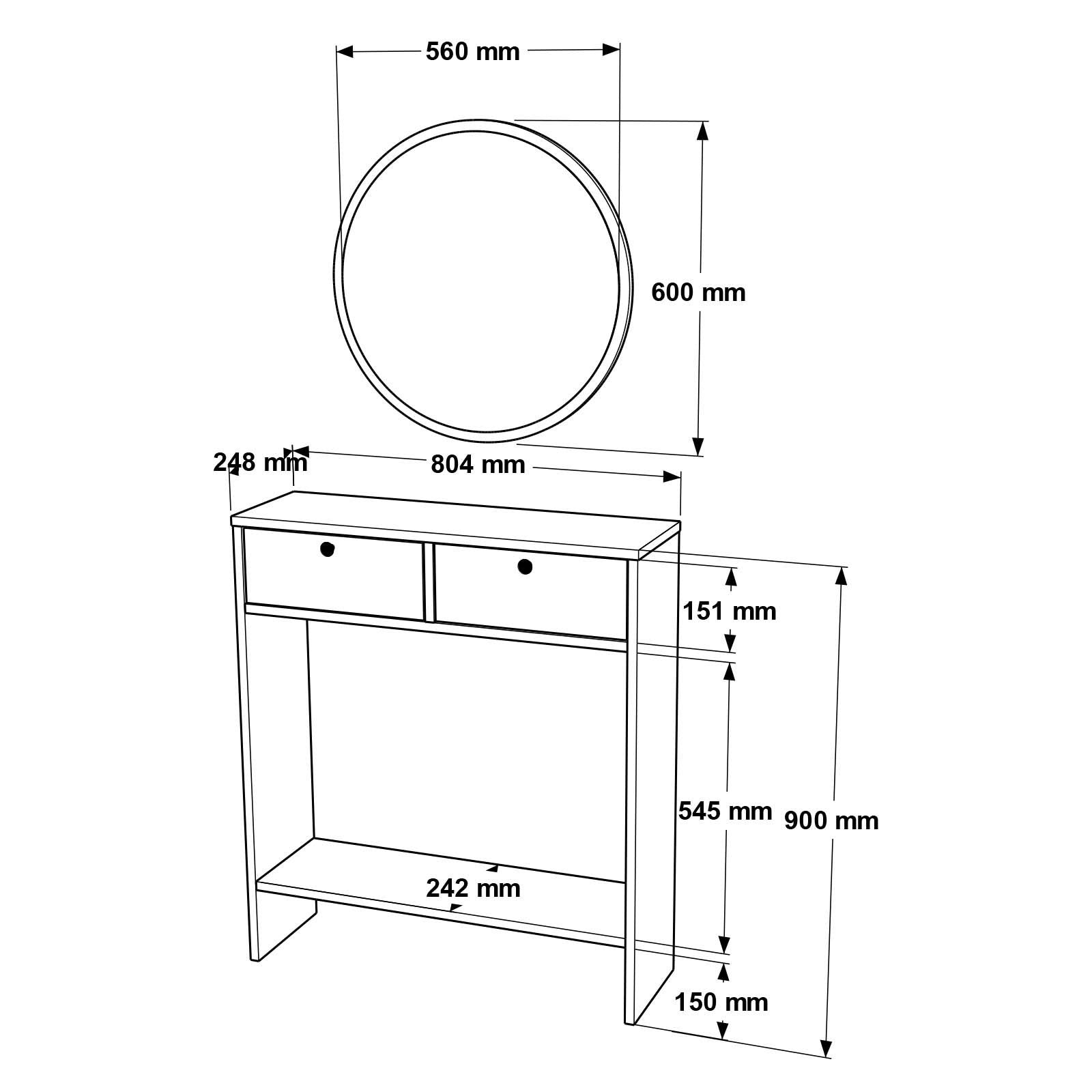 Ensemble console avec miroir Iota Blanc