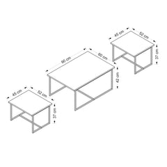 Ensemble de 3 tables basses style industriel Langkawi Métal Noir et Bois foncé