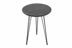 Ensemble de 3 tables gigogne Storm Métal et Bois Noir effet marbre