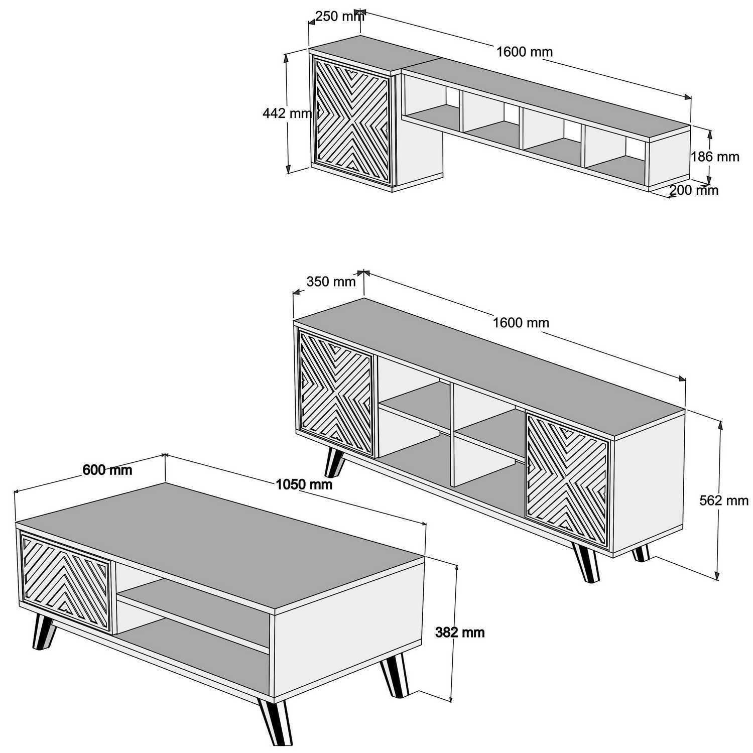 Ensemble meuble de salon Waevo Bois foncé et Bleu