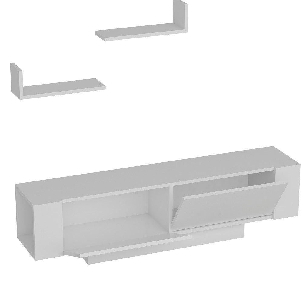 Ensemble meuble TV et 2 étagère murale Henadji Blanc