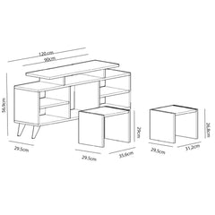 Ensemble meuble TV et 2 tables d'appointes Tango Bois clair et Blanc