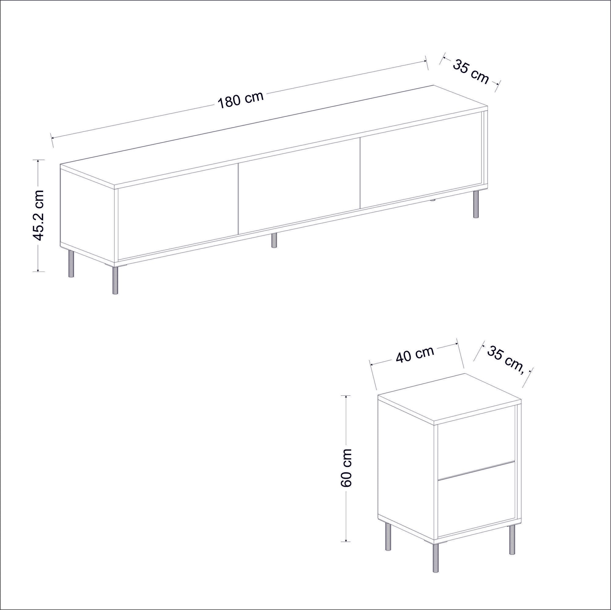 Ensemble meuble TV et 2 tables d'appoints Shonna Anthracite et Effet marbre Noir avec finition Or