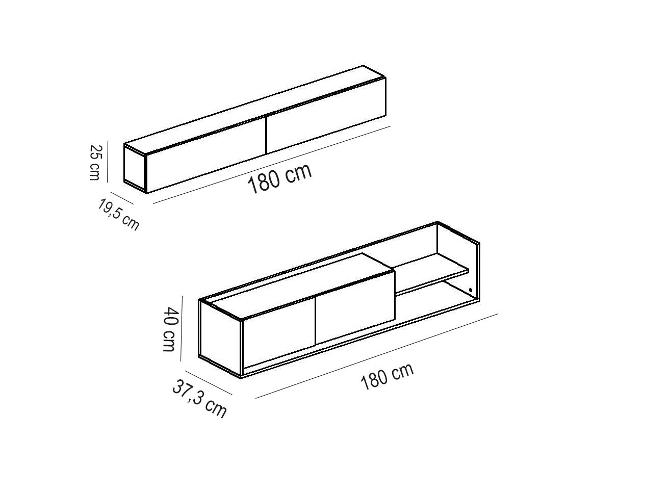 Ensemble meuble TV et étagère murale Dazzler Bois et Blanc