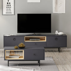 Ensemble meuble TV et table basse Naos Bois clair et Anthracite