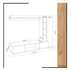 Ensemble meuble TV mural L170cm Polmao Chêne et Blanc