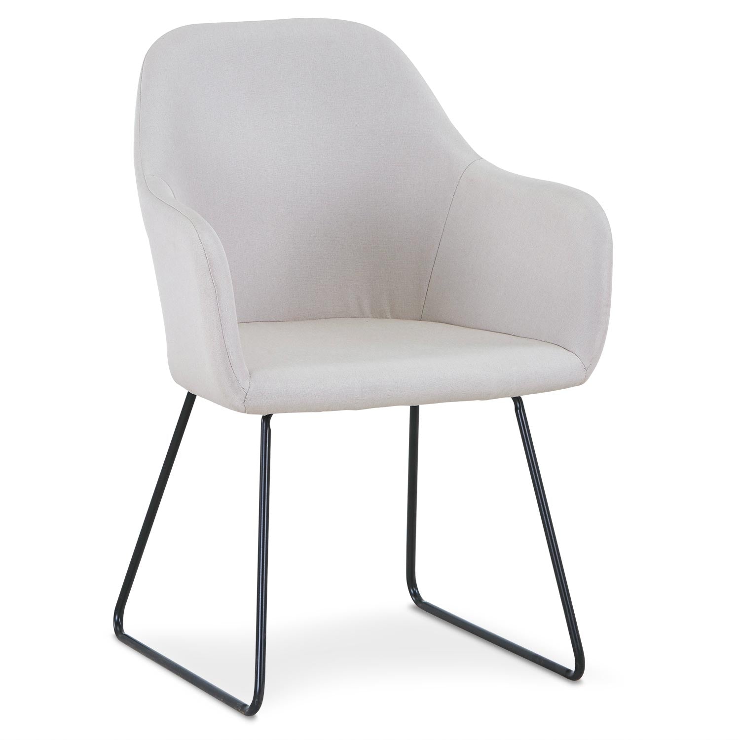 Chaise / Fauteuil Epok Métal Noir et Tissu Beige