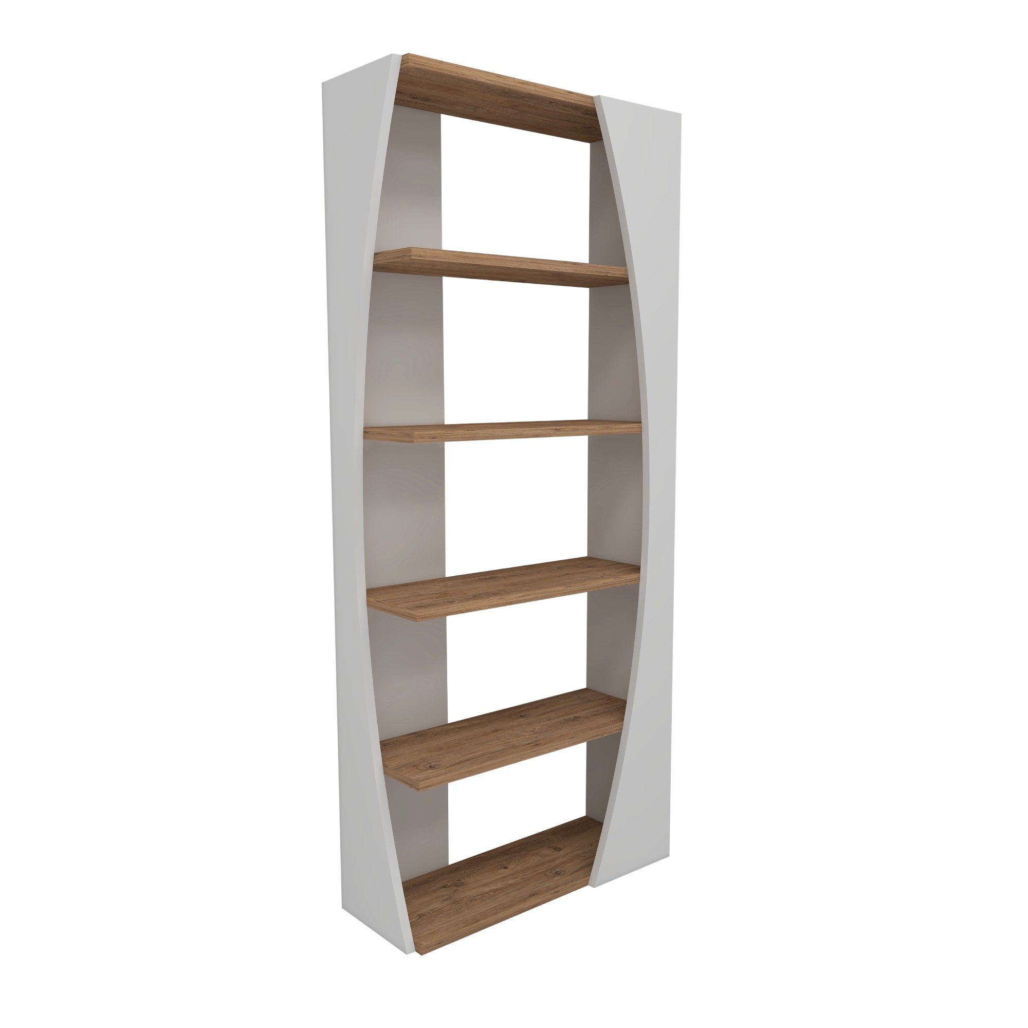 Étagère bibliothèque design Sheik L63,6cm Blanc et Bois clair