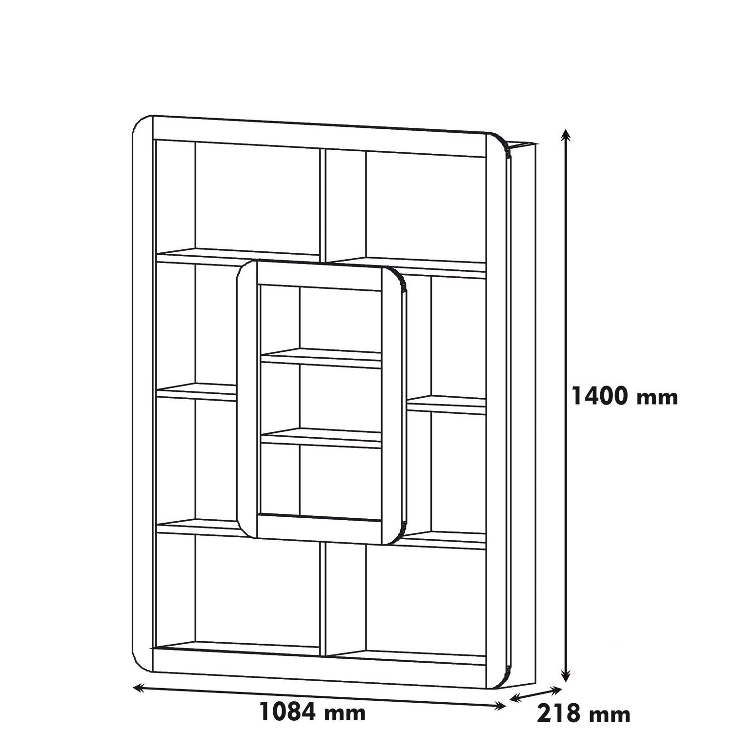 Étagère bibliothèque Infula liseré 140cm Bois Blanc et Noyer