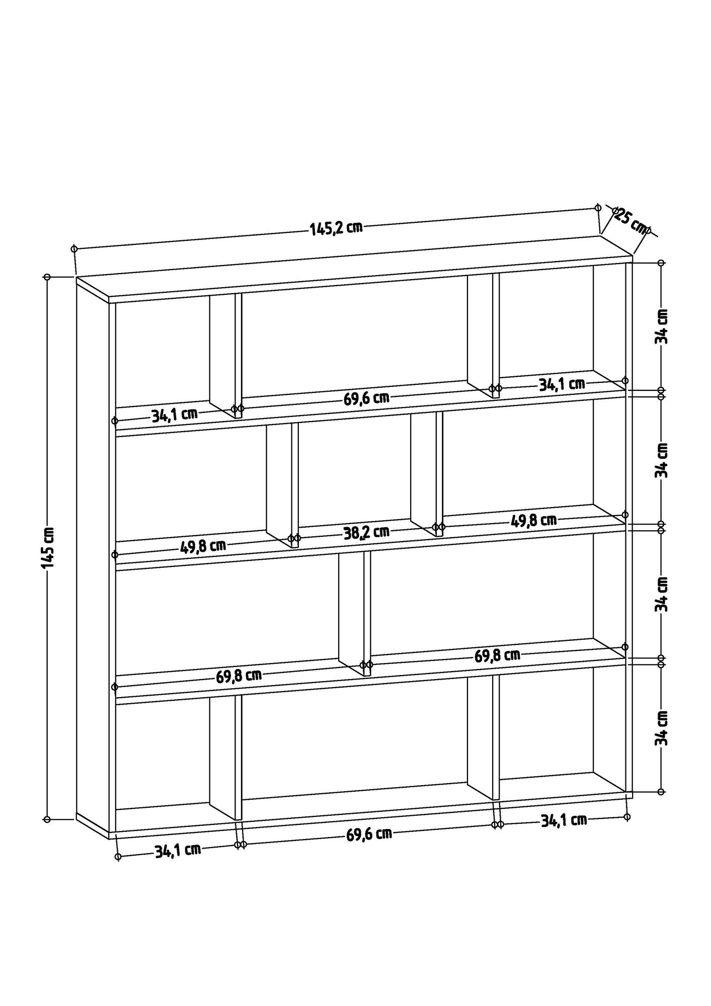 Étagère bibliothèque Repono 145cm Bois Chêne et Blanc