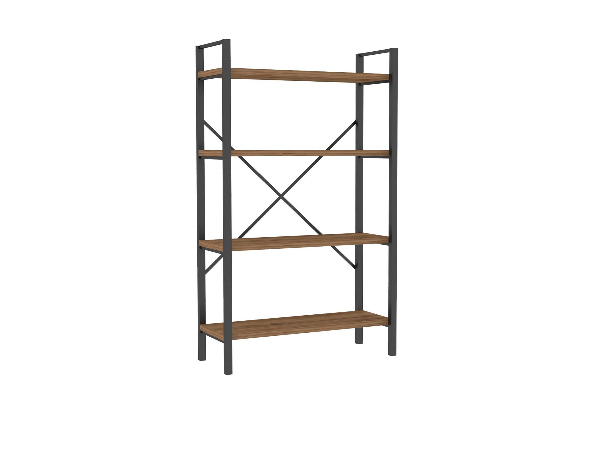 Etagère Miller H100cm Bois Naturel et Métal Noir