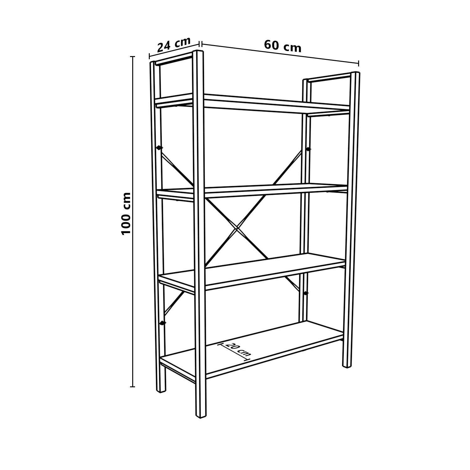 Etagère Miller H100cm Bois Naturel et Métal Noir